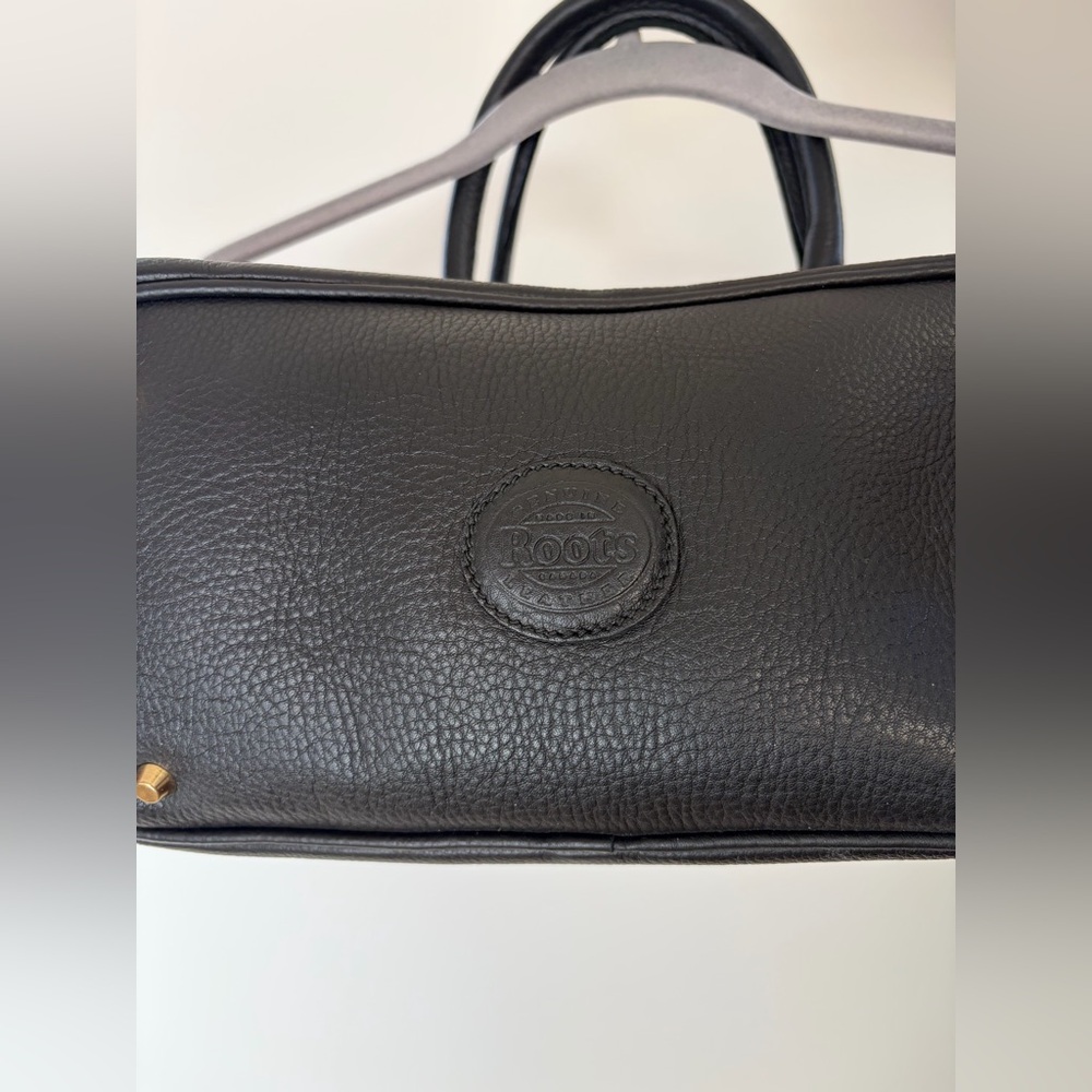 Roots Black Pebbled Leather Satchel with Brass/Gold Hardware - Picture 6 of 15